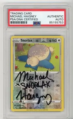 PSA Signed Michael Haigney Pokemon Snorlax 206/264 Fusion Strike - Reverse Holo - Image 1