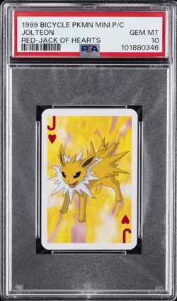 1999 BICYCLE POKEMON MINI PLAYING CARDS RED DECK JACK OF HEARTS JOLTEON PSA 10 - Image 1