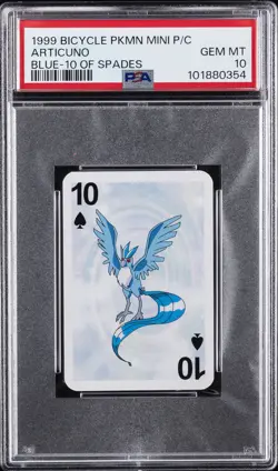1999 BICYCLE POKEMON MINI PLAYING CARDS BLUE DECK 10 OF SPADES ARTICUNO PSA 10 - Image 1