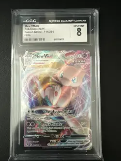 2021 POKEMON SWORD & SHIELD FUSION STRIKE #114 MEW VMAX FULL ART CGC 8 NM/MINT - Image 1