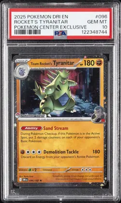 2025 POKEMON DRI EN-DESTINED RIVALS #096 TEAM ROCKET'S TYRANITAR PSA 10 - Image 1