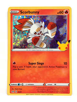 2021 POKEMON SCORBUNNY 16/25 BASIC HOLO CARD - Image 1