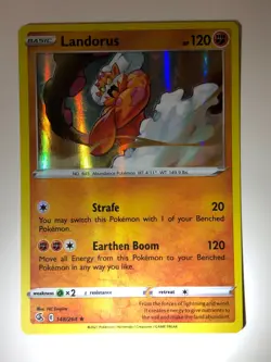Pokemon Card Fusion Strike Holographic Bleed Error Landorus 148/264 NM - Image 1