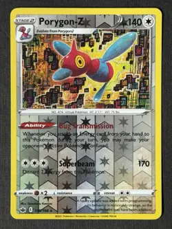 Miscut Error - Pokemon Porygon-Z 118/198 Reverse Holo 2021 Upside Down Back OC - Image 2