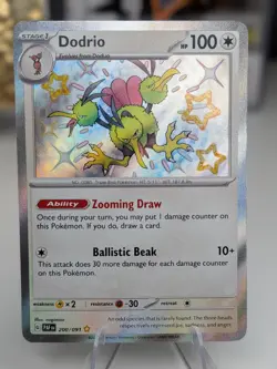 Pokemon NM Holo Dodrio 200/091 Shiny Rare SV: Paldean Fates - Image 1