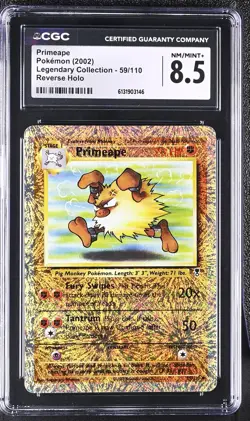 CGC 8.5 Primeape 59/110 Legendary (collection) Reverse Holo Pokemon Card - Image 1
