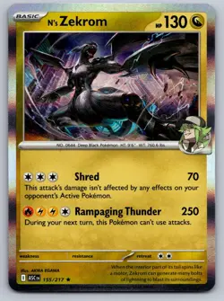 N'S ZEKROM 155/217 HOLO R POKEMON ASCENDED HEROES NM/M - Image 1