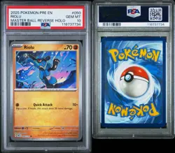 2025 POKEMON PRE EN-PRISMATIC EVOLUTIONS MASTER BALL REVERSE HOLO RIOLU PSA 10 - Image 5