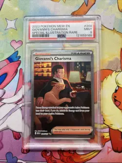 Giovanni's Charisma 204 Pokemon Mew Special Illustration 2023 PSA 9 - Image 1