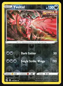 Yveltal 175/264 Pokemon SWSH08: Fusion Strike Reverse Holo Rare LP - Image 1