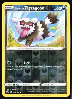 Galarian Zigzagoon 159/264 Pokemon SWSH08: Fusion Strike Reverse Holo Common LP - Image 1