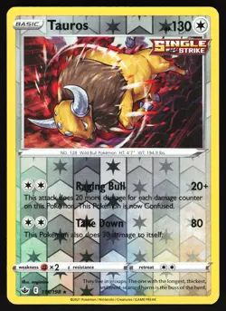 Tauros 115/198 Pokemon SWSH06: Chilling Reign Reverse Holo Holo Rare MP/LP - Image 1