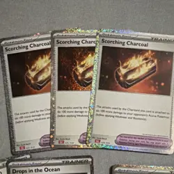 Pokemon Trainer Tool Holo Cards Lot Scorching Charcoal Drops Sun Seed 6x - Image 2