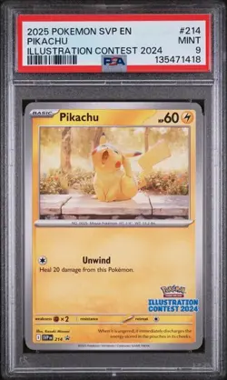 2025 POKEMON SVP EN-SV BLACK STAR PROMO ILLUSTRATION CONTEST 2024 PIKACHU PSA 9 - Image 1