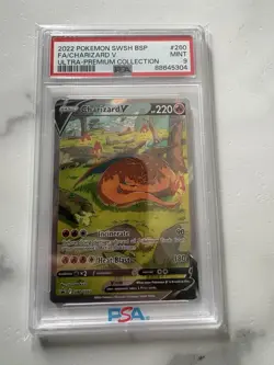 Pokemon TCG Charizard v SWSH260 Holo Rare PSA 9 - Image 1