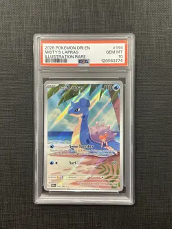 2025 POKEMON DRI EN-DESTINED RIVALS ILLUSTRATION RARE #194 MISTY'S LAPRAS PSA 10 - Image 1