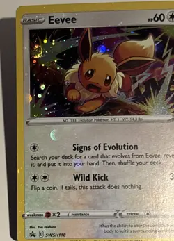 Pokemon - Eevee SWSH118 Promo NM SWIRL & HOLO BLEED - Image 2