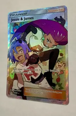 2019 Pokemon Hidden Fates Jessie & James Trainer 68/68 Holo Full Art - Image 4