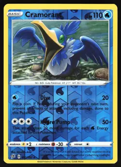 Cramorant 051/192 Pokemon SWSH02: Rebel Clash Reverse Holo Rare LP - Image 1