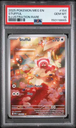 2025 POKEMON MEG EN-MEGA EVOLUTION ILLUSTRATION RARE #154 STUFFUL PSA 10 FREE SH - Image 1