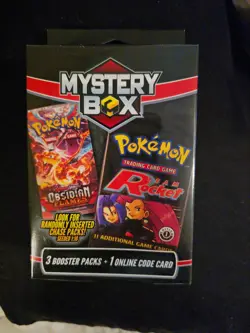 Pokemon Mystery Box Kit Obsidian Flames Team Rocket Booster MJ Holding 2025 - Image 1