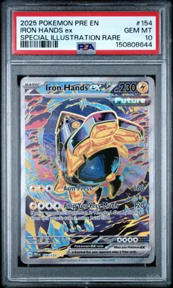 IRON HANDS EX Prismatic Evolutions Special Illustration Rare #154 PSA 10 Pokemon - Image 1