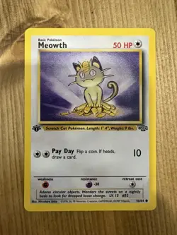 Meowth 1st Edition 56/64 First Jungle 1999 Pokemon TCG Vintage HP - Image 1