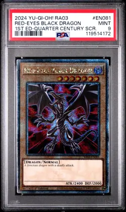 PSA 9 YU-GI-OH! RA03-EN QUARTER CENTURY RED-EYES BLACK - Image 1