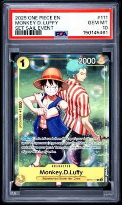 2025 One Piece EN Set Sail Event #111 Monkey D. Luffy PSA 10 GEM MINT - Image 1