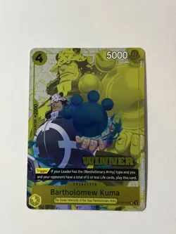 Bartholomew Kuma WINNER - OP09-108 TOURNAMENT PACK CARD Vol. 4 English NM/Mint - Image 1
