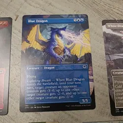MTG AFR White Blue Red Black Green Dragon Borderless Alt Art Non-foil EUC - Image 3