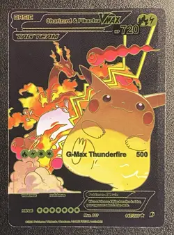 Pokemon Black Foil Fan Art Charizard & Pikachu VMAX Tag Team 147/300 DisplayCard - Image 1