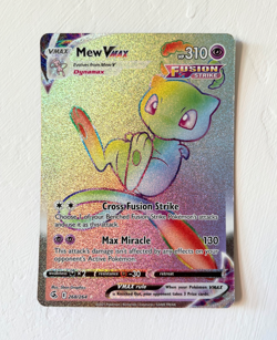 Pokemon Card, Mew VMAX, Fusion Strike, scratchy Shiny Rainbow - Image 1