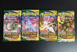 Pokemon TCG Evolving Skies Pack Art Set of 4 Sealed Booster Packs - Image 1