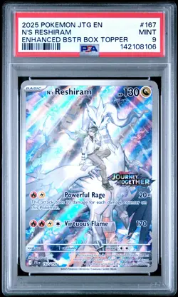 2025 POKEMON JTG EN-JOURNEY TOGETHER #167 N'S RESHIRAM PSA 9 - Image 1