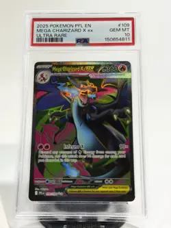 2025 Pokemon Phantasmal Flames Mega Charizard X ex Ultra Rare #109 PSA 10 - Image 1