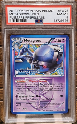 Pokemon Plasma Freeze Metagross BW75 Promo Prerelease Holo PSA 8 EN Basic - Image 1