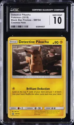 2019 POKEMON BLACK STAR PROMOS COSMOS HOLO DETECTIVE PIKACHU CGC 10 GEM MINT - Image 1