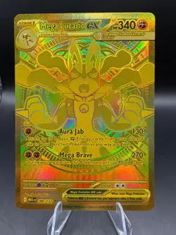 Mega Lucario Pokemon Hyper Rare Gold SIR ex 188/132 Me01: Mega Evolution Holo - Image 1