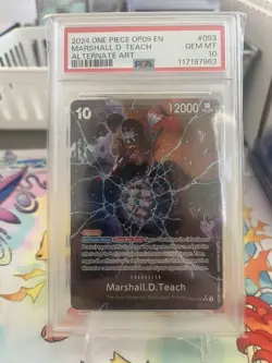 2024 ONE PIECE OP09-093 EMPERORS MARSHALL.D.TEACH ALT ART FOIL PSA 10 - Image 1