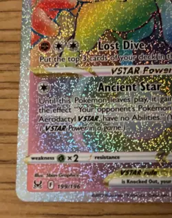 Pokemon Card Aerodactyl VSTAR 199/196 Lost Origin Secret Rare Near Mint - Image 2