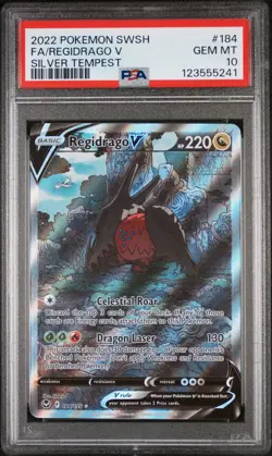 Regidrago V Pokemon Sword & Shield Silver Tempest 184/195 PSA 10 - Image 1
