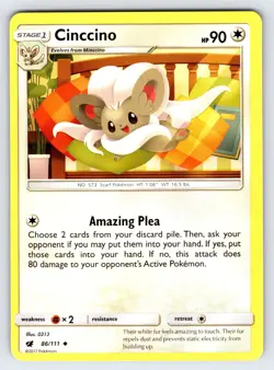 Cinccino 86/111 2017 Crimson Invasion Pokemon Card TCG Non Holo Uncommon - VLP - Image 1