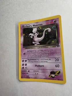 Rocket's Mewtwo 14/132 Holo Rare card from the Pokemon Gym Challenge set-SWIRL! - Image 4