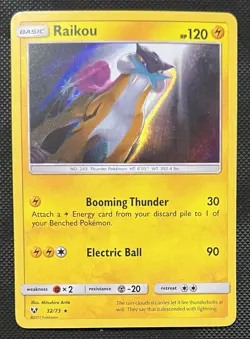 2017 Pokemon Raikou Holo 32/73 Shining Legends LP - Image 1