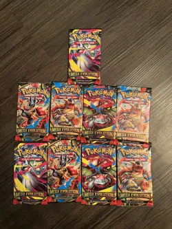 Pokemon TCG Mega Evolution Booster Packs Lot of 9 English Sealed Loose Packs - Image 1