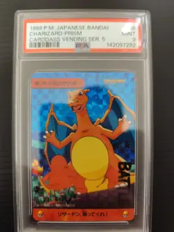 1999 POKEMON JAPANESE BANDAI #186 CHARIZARD PRIZM CARDDASS VENDING SER5 PSA9 - Image 1