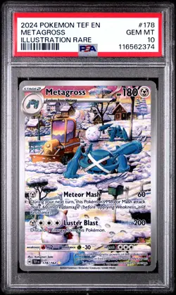 2024 POKEMON TEF EN-TEMPORAL FORCES ILLUSTRATION RARE #178 METAGROSS PSA 10 - Image 1