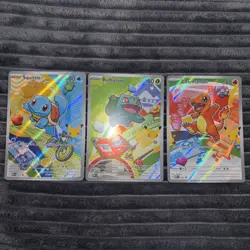 Pokemon First Partner Illustration Bulbasaur Charmander Squirtle Kanto Gen 1 Set - Image 1