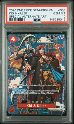 2026 ONE PIECE OP14-EB04 EN #003 KID & KILLER SPECIAL ALTERNATE ART PSA 10 - Image 1